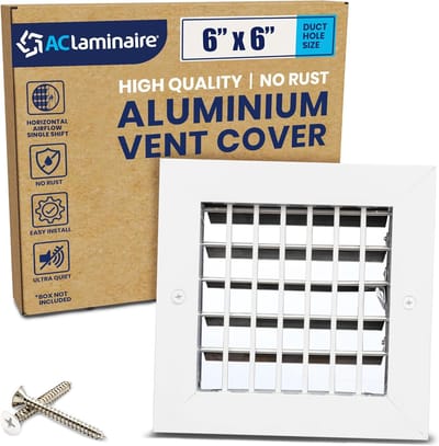 Ventilatieafdekking 6 x 6 kanaalgat voor HVAC - Verstelbare luchttoevoer met multi-sluiterdemper