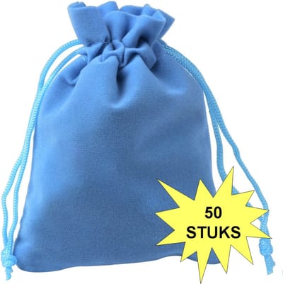 Fako Bijoux - Fluweel Cadeau Zakjes - Velours - 10x12cm - Lichtblauw - 50 Stuks