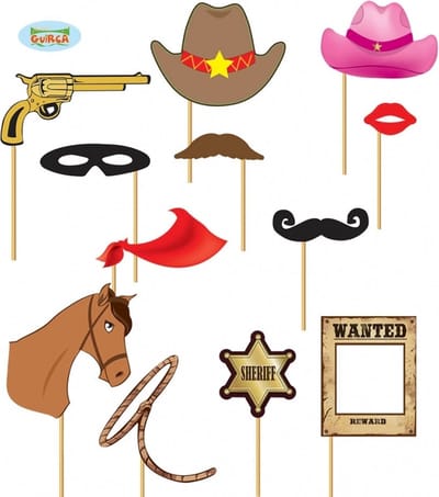 Foto props set cowboy/western - 12 delig - Foto en selfies maken setje - kind/volwassenen