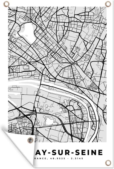 Muurdecoratie Plattegrond - Épinay-sur-Seine - Stadskaart - Kaart - Frankrijk - 120x180 cm - Tuinposter - Tuindoek