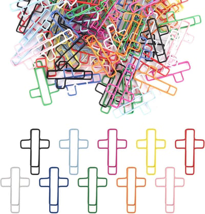 100 stuks kleurrijke kruis paperclips voor bijbelstudie - christelijke tijdschriften benodigdheden