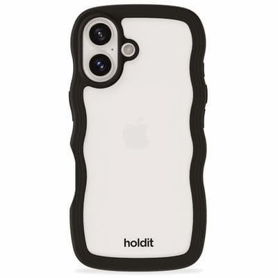 Holdit Wavy Case geschikt voor Apple iPhone 16 - Black / Transparent
