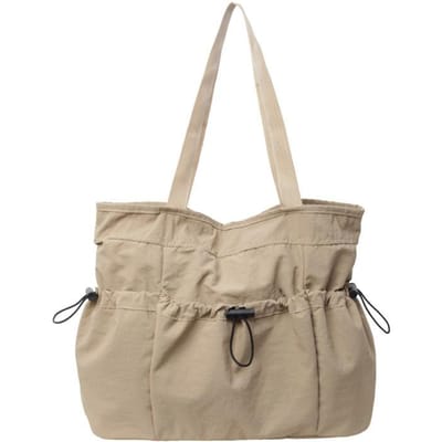 Sac en Tissu Léger et Doux de Grande Capacité Style Littéraire Japonais Sac Fourre-Tout Décontracté et Polyvalent Sac à Bandoulière kaki