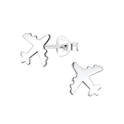 Joy|S - Zilveren vliegtuig oorbellen - 10 mm - egaal