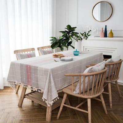 Waterdichte Strepen Ruit Tafelkleed Imitatie Kwast Tafelkleed Vierkant Rechthoekig Tafelkleed Salontafelkleed Huishanddoek 90x90cm