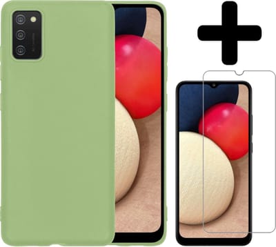 Hoesje - Met Screenprotector - Geschikt voor Samsung Galaxy A02s - Sterk & Shockproof - Back Cover - Siliconen Case - Telefoon Hoes - Telefoonhoesjes - Groen
