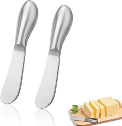 2 stuks - Roestvrijstalen botermes - Multifunctionele smeerlepel - Jamspatel - Kaasspatel - 13,5*7*1,5 cm - Geschikt voor gebruik met koude boter, roomkaas, jam, gebak en delicatessenplanken - Zilver