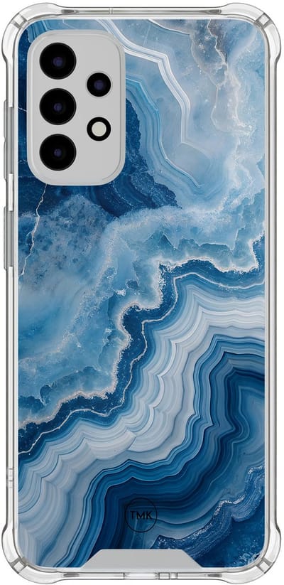 Shockproof hoesje geschikt voor Samsung Galaxy A52 5G - Skystone marble - Schokbestendig - Verhoogde randen - TPU case - Extra Sterke Back Cover - Marmer - Transparant, Blauw