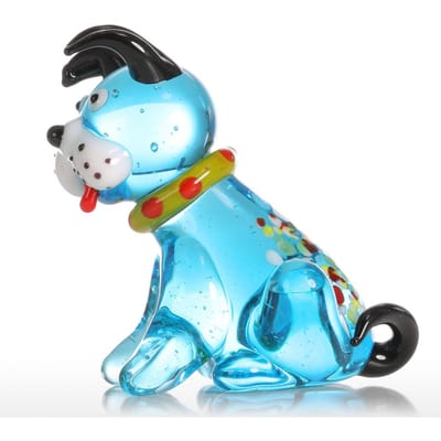 Tooarts Blauwe Hurkende Hond Cadeau Glazen Ornament Dierenfiguur Handgeblazen Woondecoratie Multicolor blue