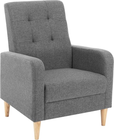 BukkitBow - Vleugelstoel / Fauteuil - met Armleuningen - Massief Houten Poten - Luxe Loungestoel - Linnen/Fluwelen Bekleding - Donker Grijs (Linnen)