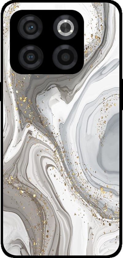 Smartphonica Telefoonhoesje Geschikt voor OnePlus 10T met marmer opdruk - TPU backcover case marble design - Zilver geschikt voor OnePlus 10T