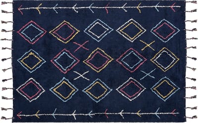 CORUM - Laagpolig vloerkleed - Zwart - 140 x 200 cm - Katoen