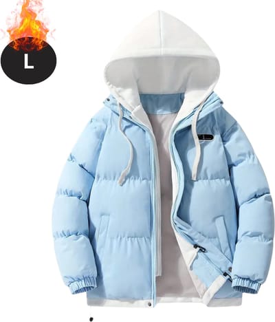 Livano Winterjas - Parka - Heren - Winter - Jas - Volwassen - Stijlvol - Met Capuchon - Gewatteerde Jas - Blauw - L