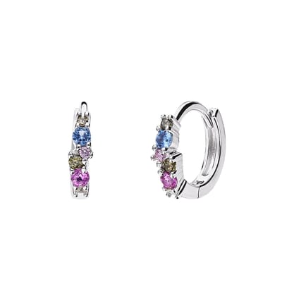 Lucardi Kinder Zilveren oorringen multi color - Oorbellen - 925 Zilver - Zilverkleurig