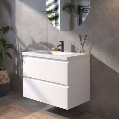Saqu Gaia Badkamermeubel Set - 80x51,5 cm - Voorgemonteerd - Wit - Wastafelmeubel - Badmeubel