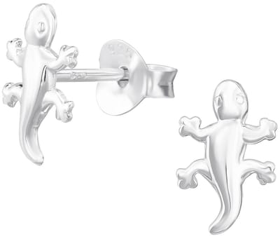 Joy|S - Zilveren hagedis oorbellen - 5.5 x 9 mm - baby lizzard - oorknoppen