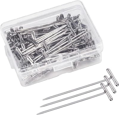 Zilveren T-pinnen - Pruikspelden Naalden - Knutselen Blokkeren Breien - Roestvrijstalen Constructie - 1 inch - Zilver