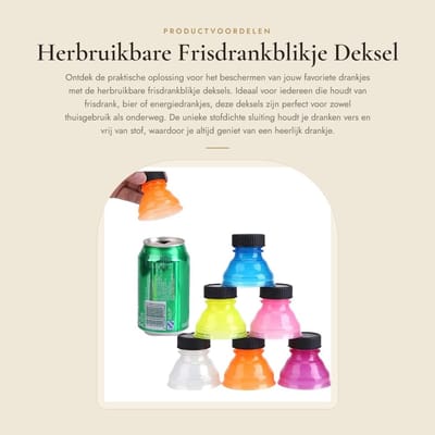 Dailygoods- Frisdrankblikje Deksel Stofdicht - Herbruikbaar - Sluiting - Anti-stof - 6 Stuks - Geschikt voor Drankblikjes - Blikdeksel
