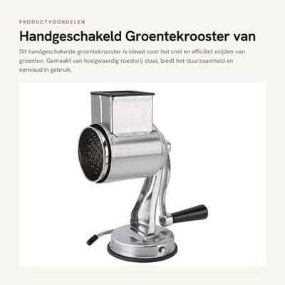 Groentekrooster Roestvrij Staal - Handmatige Groentesnijder - Multifunctioneel - Snijfunctie - Hygiënisch - Eenvoudige Reiniging