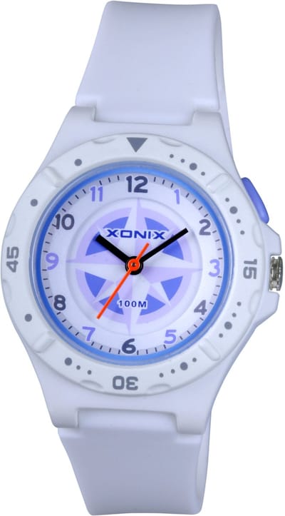 Xonix ABV-001 - Horloge - Polshorloge - Analoog - Kinderen - Unisex - Siliconen band - ABS - Cijfers - Waterdicht - Wit - Paars