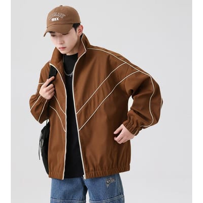 Grote Maat Baseball Jersey Heren Lente en Herfst Bruin Koffie Kraag Jas Herenjas 5XL black