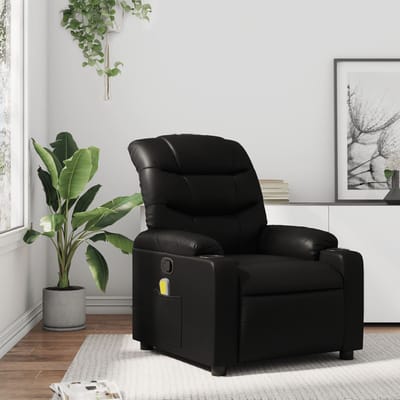 vidaXL - Massagestoel - van - zwart - kunstleer
