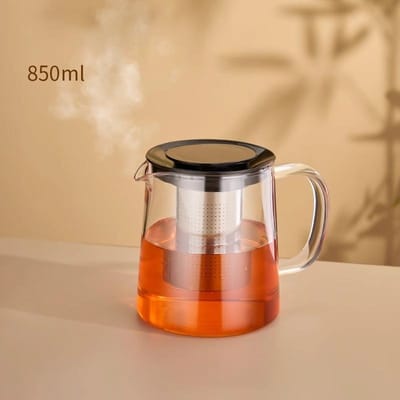 Cafetière Théière à fleurs Théière chinoise Pyrex Service à thé en verre chauffant Cafetière en verre borosilicate beige