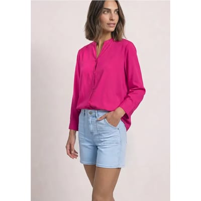 Blouse met 3/4-mouwen en split in de hals
