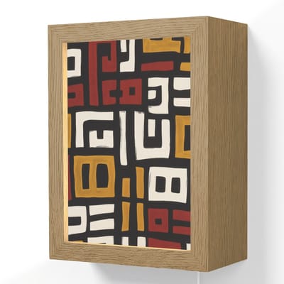 Wandlamp 15x20 cm - Oplaadbaar - Abstract - Patroon - Rood - Wandlampen binnen woonkamer - Slaapkamer lamp met kabel - Decoratieve nachtlamp - Vloerlamp snoer