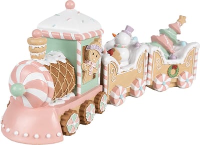Clayre & Eef Kerstdecoratie Trein 45x12x19 cm Beige Kunststof