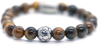 IbizaMen KIDS - Jongens - armband - tijgeroog - voetbal - RVS - 6mm - 16cm