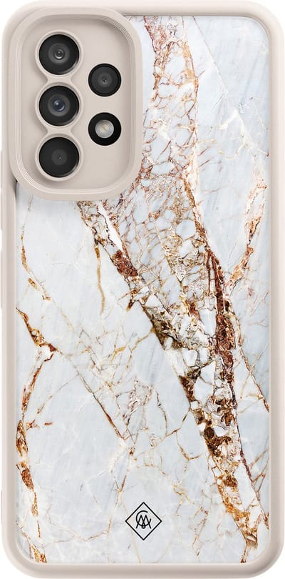 Casimoda® hoesje - Geschikt voor Samsung Galaxy A53 - Marmer Goud - Zwart TPU Backcover - Marmer - Goudkleurig