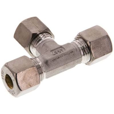 10S RVS T-stuk Knelfitting 630 Bar DIN 2353 - FL3T-O-ST-10-S