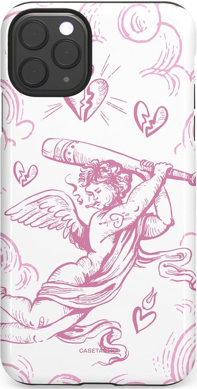 Casetastic Hoesje Geschikt voor Apple iPhone 11 Pro Max - Stijlvolle Beschermende Duo-layer Case - Engel Roze Liefde