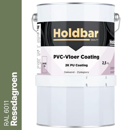 Holdbar PVC-Vloer Coating Resedagroen (RAL 6011) 2,5 Kg - Vloerverf - Alle kleuren - Hecht direct op PVC - Slijtvast - UV-bestendig - Gemakkelijk te reinigen - Beschermt PVC-Vloer - 2 Componenten Verf