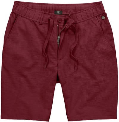 JP 1880 - Heren - Bermuda seersucker tailleband met knoop en rits 4 zakken - Donker bordeauxrood - Maat 8XL