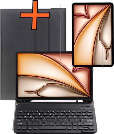 Hoesje - Geschikt voor Apple iPad Air 6 (2024) - 11 inch - 6e Generatie - M2 - Met Screenprotector - Keyboard Book Cover - Toetsenbord Case - Hoes - Zwart