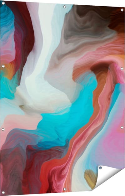 Gards Tuinposter Abstracte Kunst - Kleurrijke Golven - 90x120 cm - Tuindoek - Tuindecoratie - Wanddecoratie buiten - Tuinschilderij