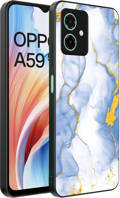 Smartphonica Telefoonhoesje Geschikt voor Oppo A59 met Lichtblauw Goud Marmer Opdruk - TPU Backcover Case Lightblue Gold Marble Design geschikt voor Oppo A59