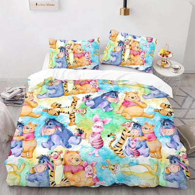 Winnie de Poeh Beddengoedsets Schattige Beer Dekbedovertrek Bedsprei Dekbedovertrek Kussensloop 2-3 Stuks Sets Slaapkamerdecoratie EU Double 200x200cm