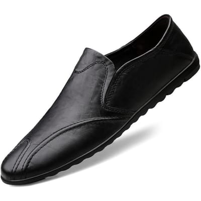 Heren Lente- en Herfstschoenen plus Maat Zachte Zool Heren Casual Leren Schoenen Leer Eén Pedaal Luie Doug Schoenen Heren Mode Schoenen 47 black