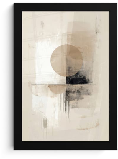 Poster in lijst - Fotolijst 20x30 cm - Posters - Cirkel - Compositie - Diepte - Beige - Posterlijst zwart - Decoratie - Wanddecoratie woonkamer - Muurdecoratie slaapkamer