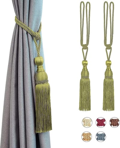 Home2go Gordijnkwasten - Gordijn Embrasse - Embrasse kwast - Gordijnbinders - Gordijnkwast - raamdecoratieaccessoires - Gordijnhouder - Gordijnhanger - Gordijn Accessoires - Draperie - Elegant Groen - 65 cm 2 stuks