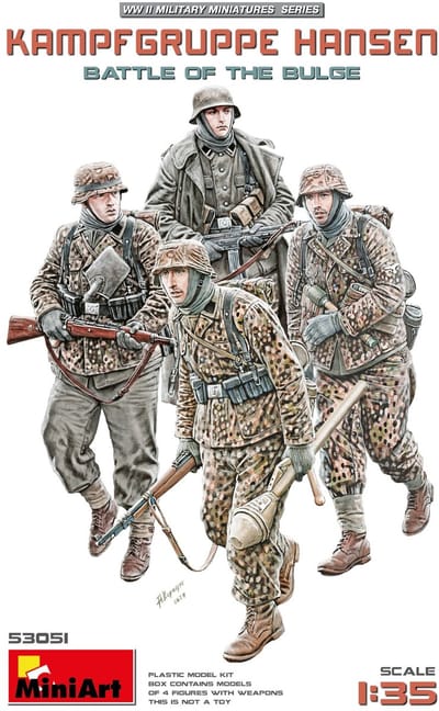 MiniArt Modelbouwpakket Militaire voertuigen - 53051 Kampfgruppe Hansen Battle of the Bulge WWII - 4 Figuren Plastic - 1:35 - Modelbouw