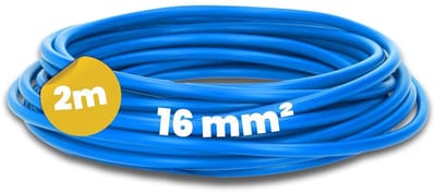 Kalitec 2 meter H07V-K 16 mm² blauwe bedradingskabel | Flexibele enkeladerige kabel | 16 mm² gevlochten draad | Fijnaderige bedrading | Enkeladerige kabel voor meterkasten | Enkeladerige kabel voor schakelkasten