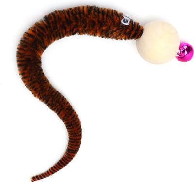 Nobleza Kattenspeelgoed - Pluche Rups met Belletje - Kattenspeeltje voor Katten & Kittens - 23 cm - Bruin