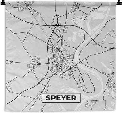 Wandkleed - Wanddoek - Speyer - Stadskaart - Plattegrond - Duitsland - Kaart - 180x180 cm - Wandtapijt