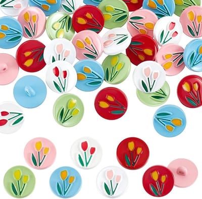60 Stuks Kleurige Bloembuttons van 1.8 cm, ABS Plastic, Ideaal voor Kleding, DIY Projecten en Creatieve Handwerken