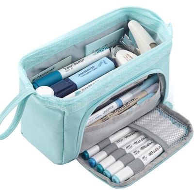 LIXIN Etui - Upgrade Grote - Blauw - Pennenzak voor jongens en meisjes - Canvas - Linnen - School etui - Etui voor kinderen en volwassenen - Terug naar school - Back to school - Leuke telescopishe pennenhouder - Leuk etui