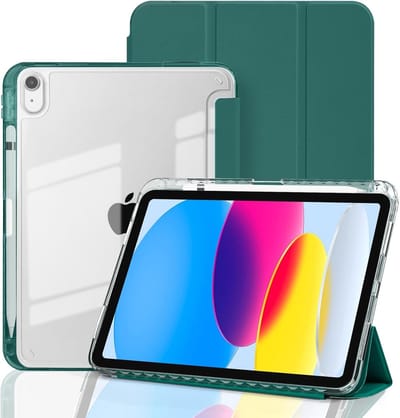 Hoes geschikt voor iPad 2025 hoes Pine Groen - iPad A16 hoes 11th Generation hoes - iPad 2022 hoes Smart Case met Harde Doorzichtige Achterkant en Pencil Slot